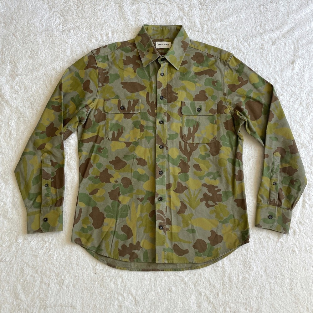 Taylor Stitch The Yosemite Shirt Camo Button Up Organic Cotton Flannel Mens 40 M